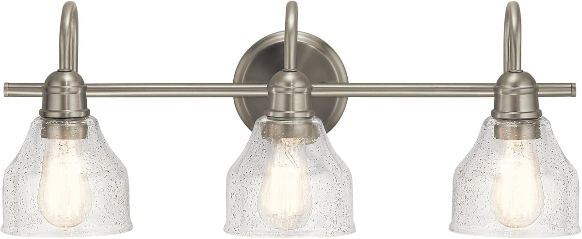 Kichler Avery 3-Light Farmhouse Vanity Light, Brushed Nickel