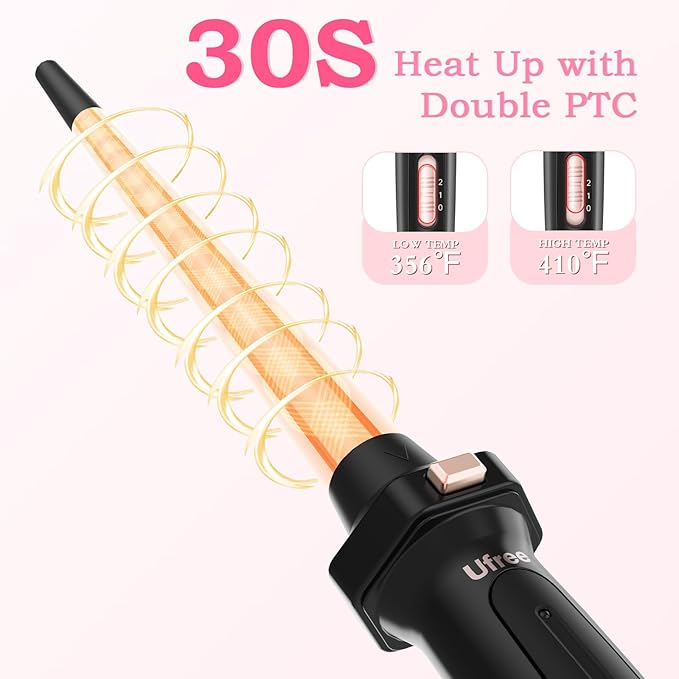 Ufree 5 in 1 Curling Iron with Interchangeable Ceramic Barrels, Curling Wand