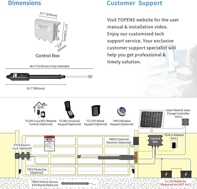 TOPENS A5S Automatic Solar Gate Opener