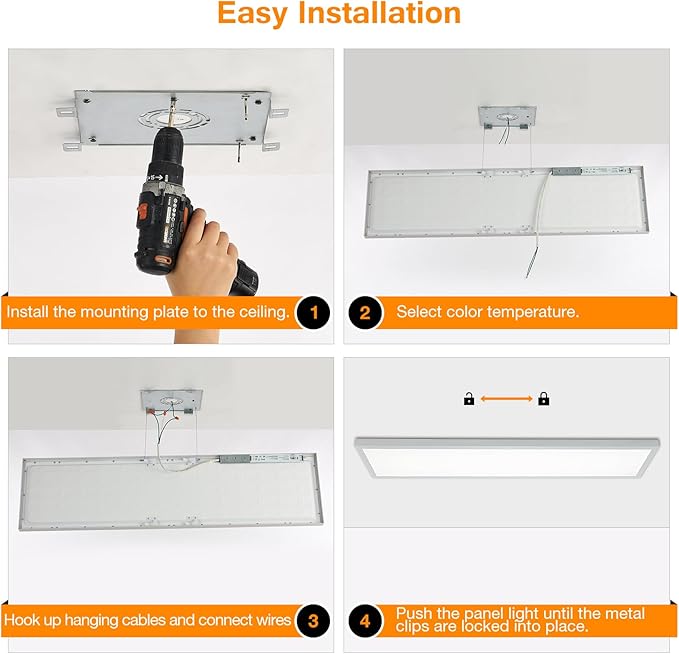 Mcacggo 1x4 LED Flat Panel Light Flush Mount 4-Pack, 3000K/4000K/5000K