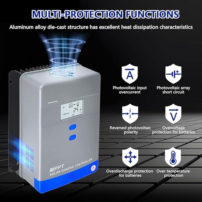 100A MPPT Solar Charge Controller 12V/24V/36V/48V Auto Battery Regulator LCD