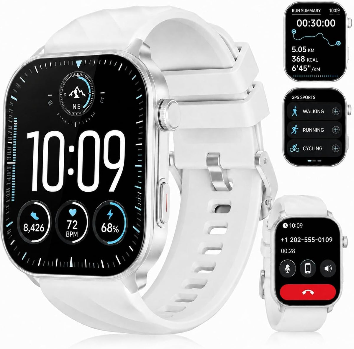 Smart Watch, GPS, 2.01" HD Touch Fitness Watch, Silver Gray