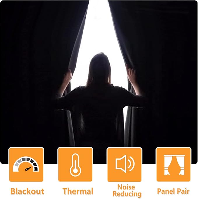 Hiasan Room Darkening Curtains for Bedroom, 70 x 84 Inches