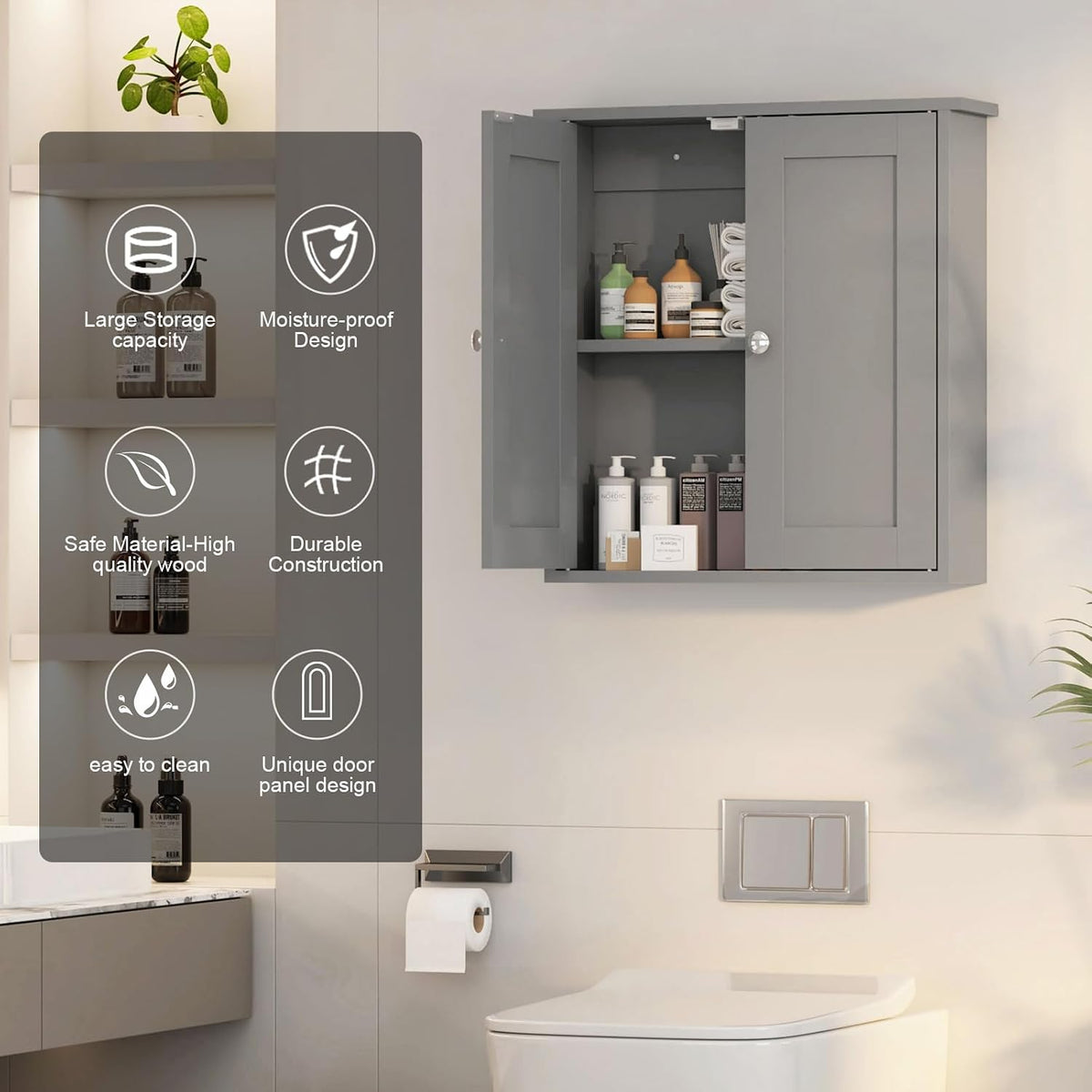 Bathroom Wall Cabinet,22x23 Gray Bathroom Cabinet Wall Mounted