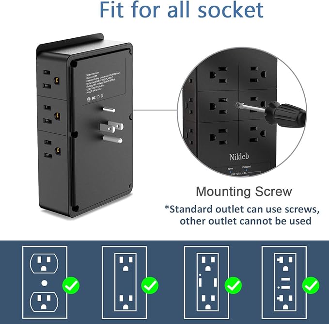 Surge Protector Nikleb, Wall Outlet