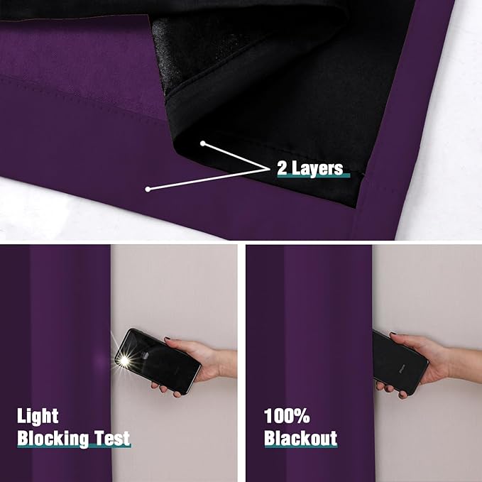 ChrisDowa 100% Blackout Curtains 102 inch Long