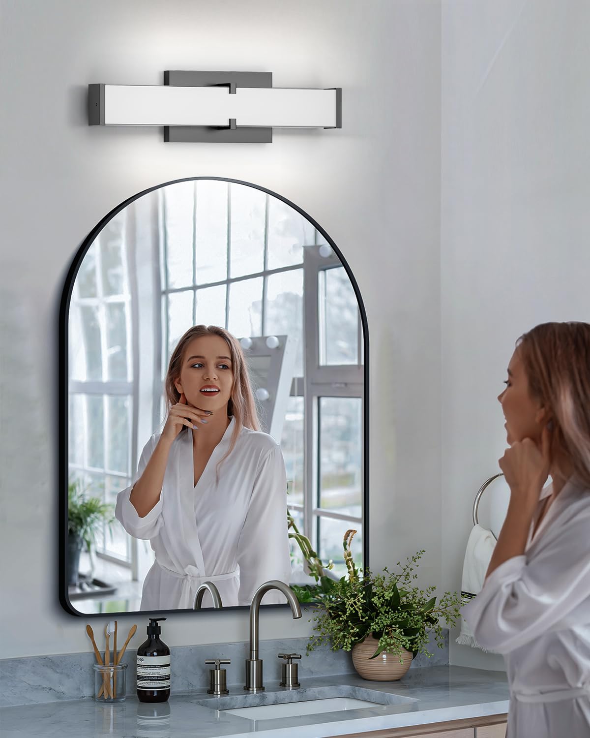 Modern 24IN Black Bathroom Vanity Light, 25W 2500 Lumen Dimmable, 5CCT, ETL C...