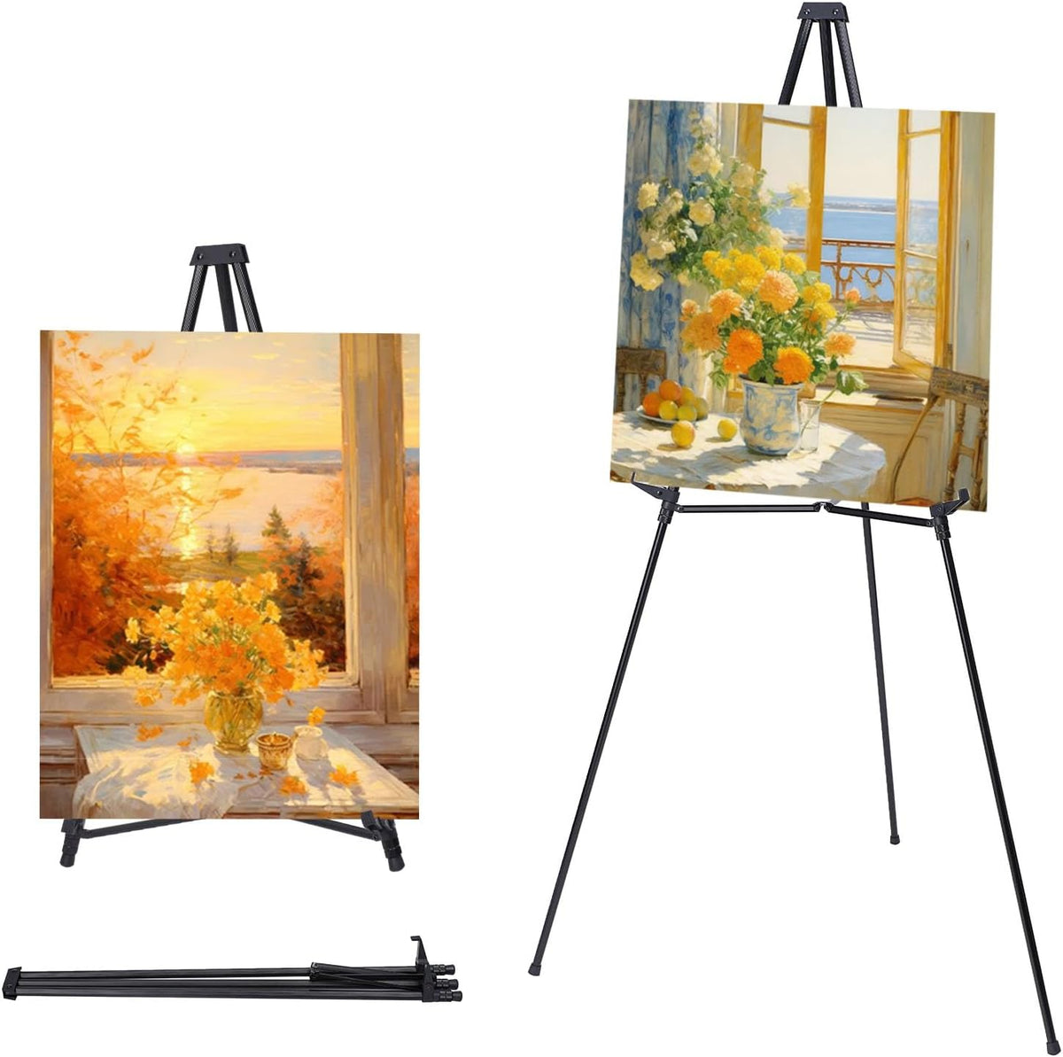 MXG Professional Aluminum Black Easel Display Stand for Painting, Signs