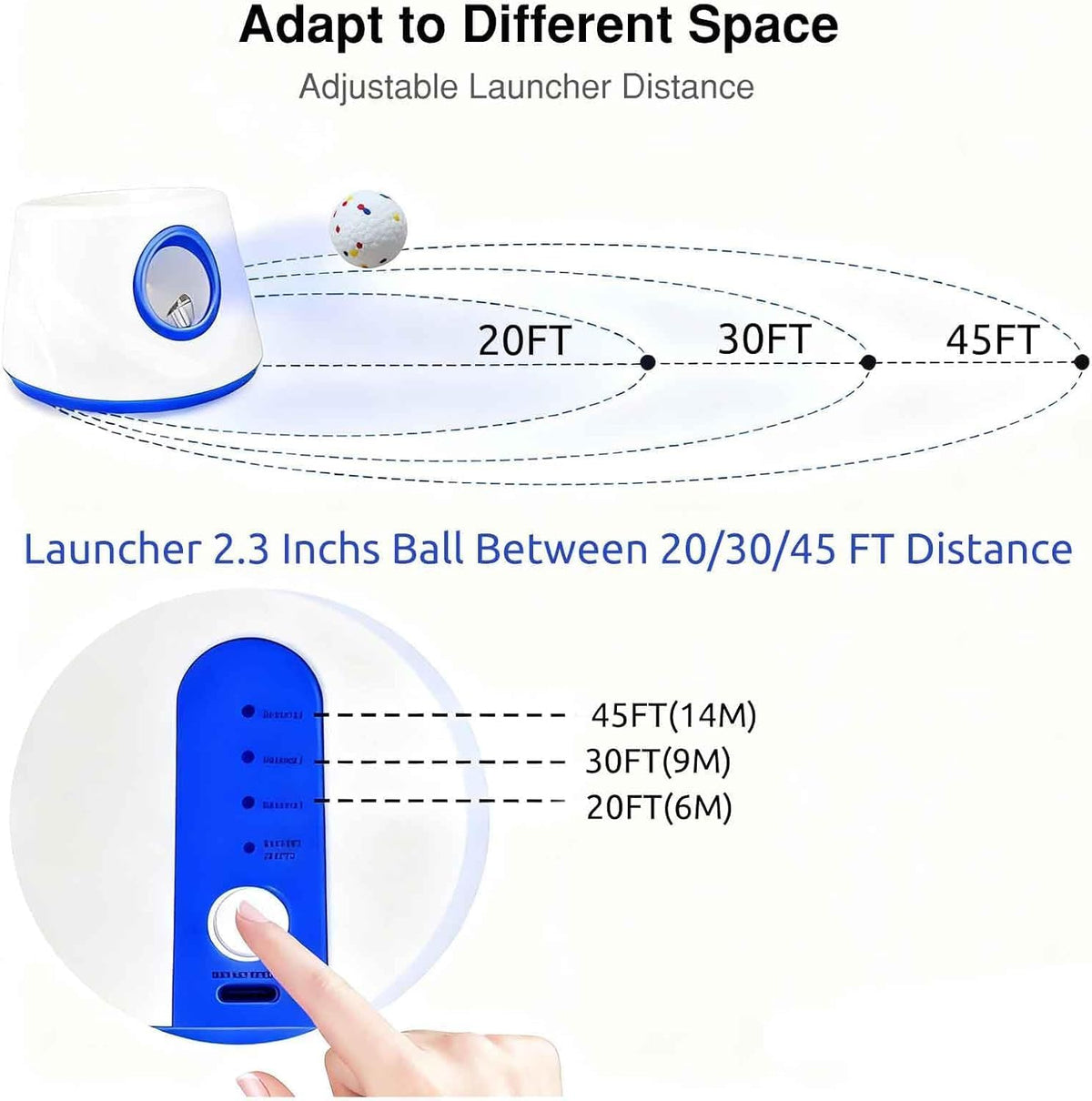 Automatic Dog Ball Launcher, with 6 2.3" ETPU Balls, for Small/Medium Dogs