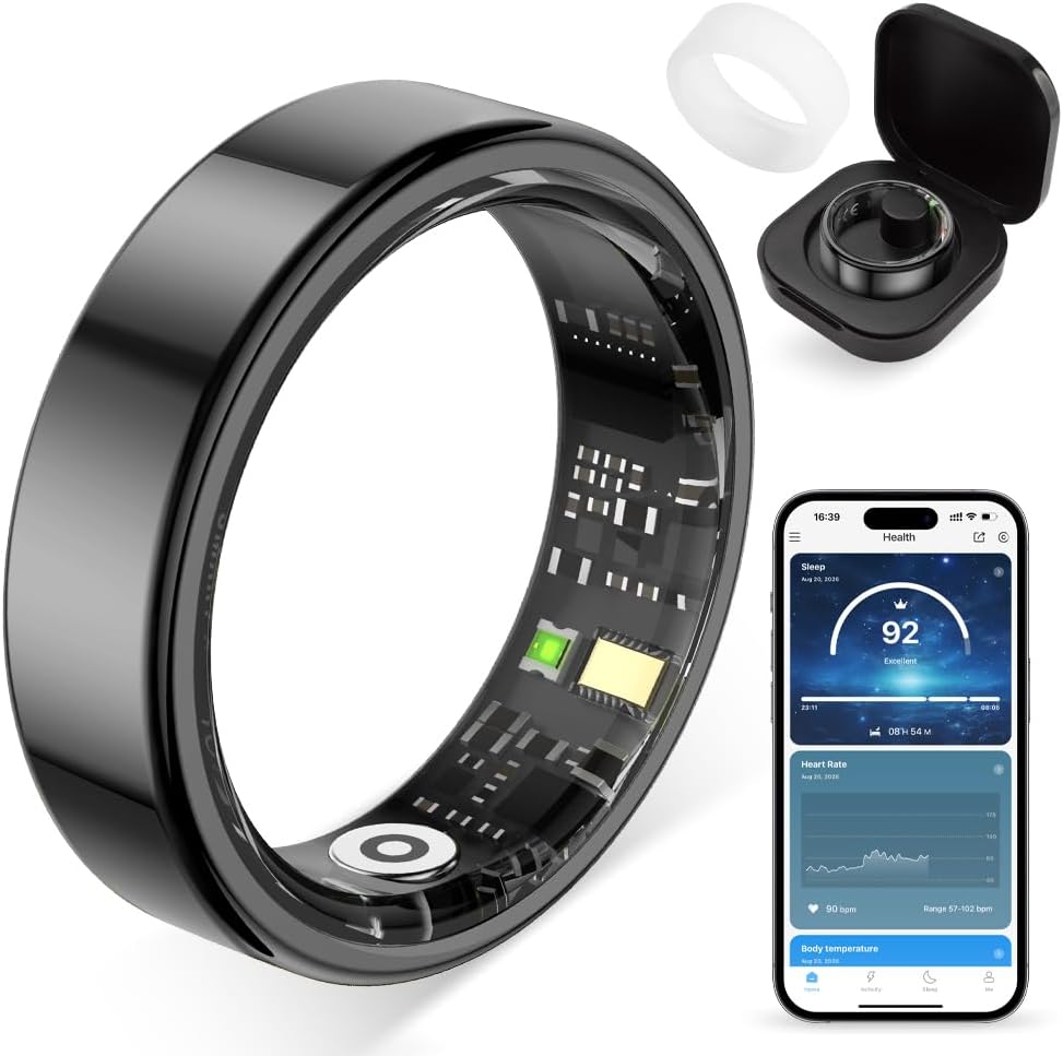 COLMI Smart Ring for Women, AI Health Tracker & 5ATM, R02. (Black, 11#)