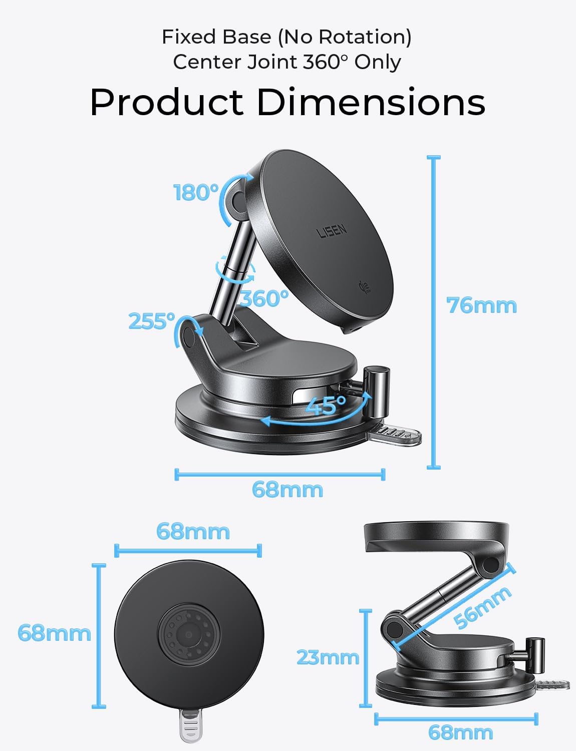 LISEN Qi2.2 25W MagSafe Car Mount Charger, Magnetic Wireless Car Charger
