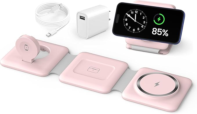 Charging Station for Apple Multiple Devices: 3 in 1 Foldable Magnetic Wireless