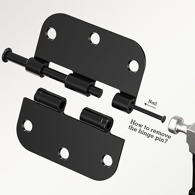 30 Pack Ball Bearing Matte Black Door Hinges 3.5 Inch 5/8" Radius Round ...