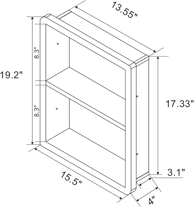 Shower Niche 14x18, Recessed Medicine Cabinet Without Mirror, 304 Stainless