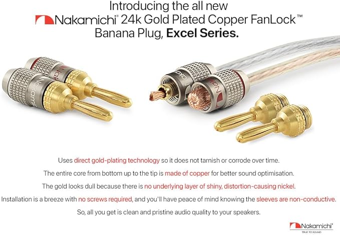 Nakamichi FanLock Excel Series 24k Gold Plated Banana Plugs 10 AWG