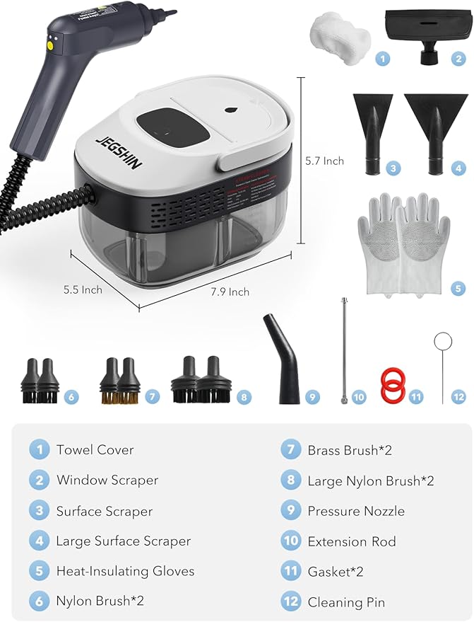 Steam Cleaner 3-Level Adjustable Steamer (17 pcs)