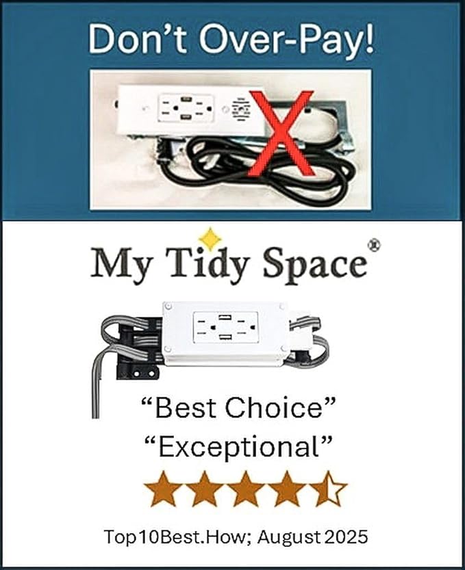 My Tidy Space PD30W USB-C 15 Amp Compact Drawer Docking Station Outlet Plugs