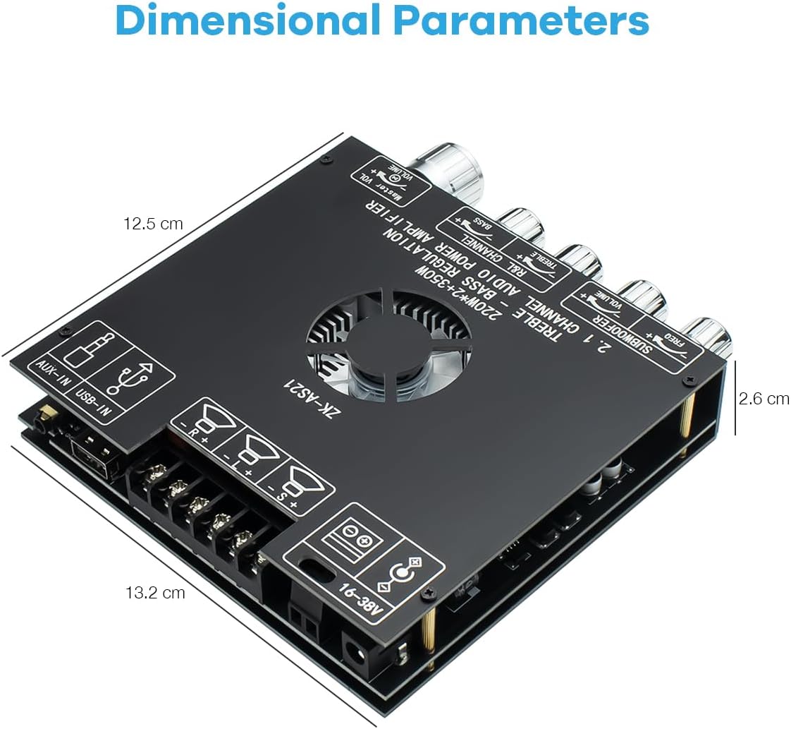 ZK-AS21 TPA3255 Bluetooth 5.1 Power Amplifier Board HiFi 2.1 Channel 220Wx2+3...