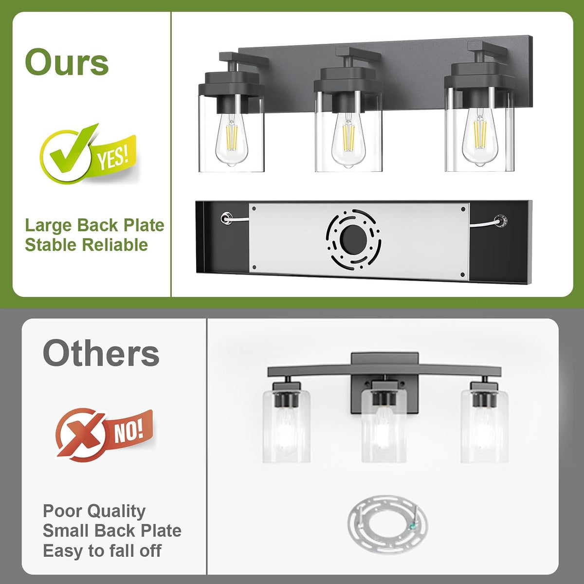 Black Bathroom Light Fixtures, 3 Lights Bathroom Lighting Fixtures Over Mirro...