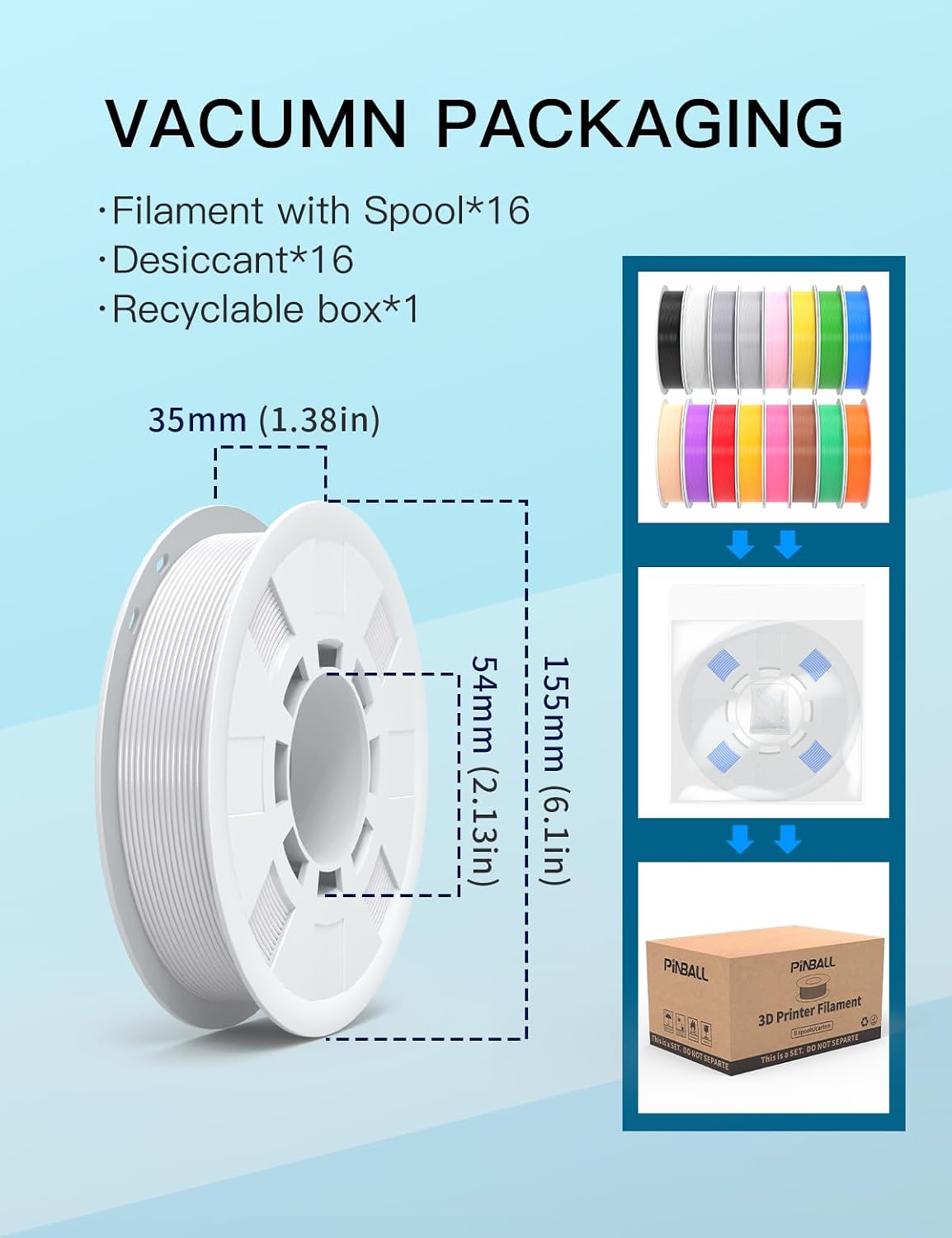 PINBALL PETG 3D Printer Filament 1.75mm High Precision Durable Strong Filamen...