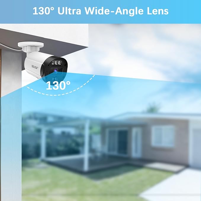 【130° Ultra Wide-Angle & 90 Days Storage】 Outdoor Wired Security Camera S...