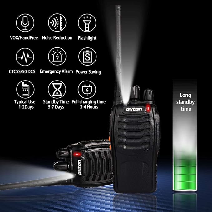 pxton Walkie Talkies for Adults Two Way Radios Long Range (10 Pack)