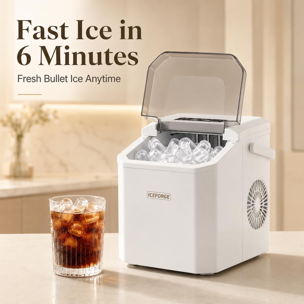 Portable ice Machine: with Handle, with Cleaning Function, with Basket and Spoon
