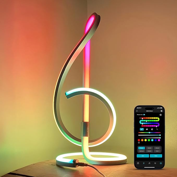 Lepro TB2 AI Smart Table Lamp, RGB+IC Addressable LED Lamps Alexa Google Home