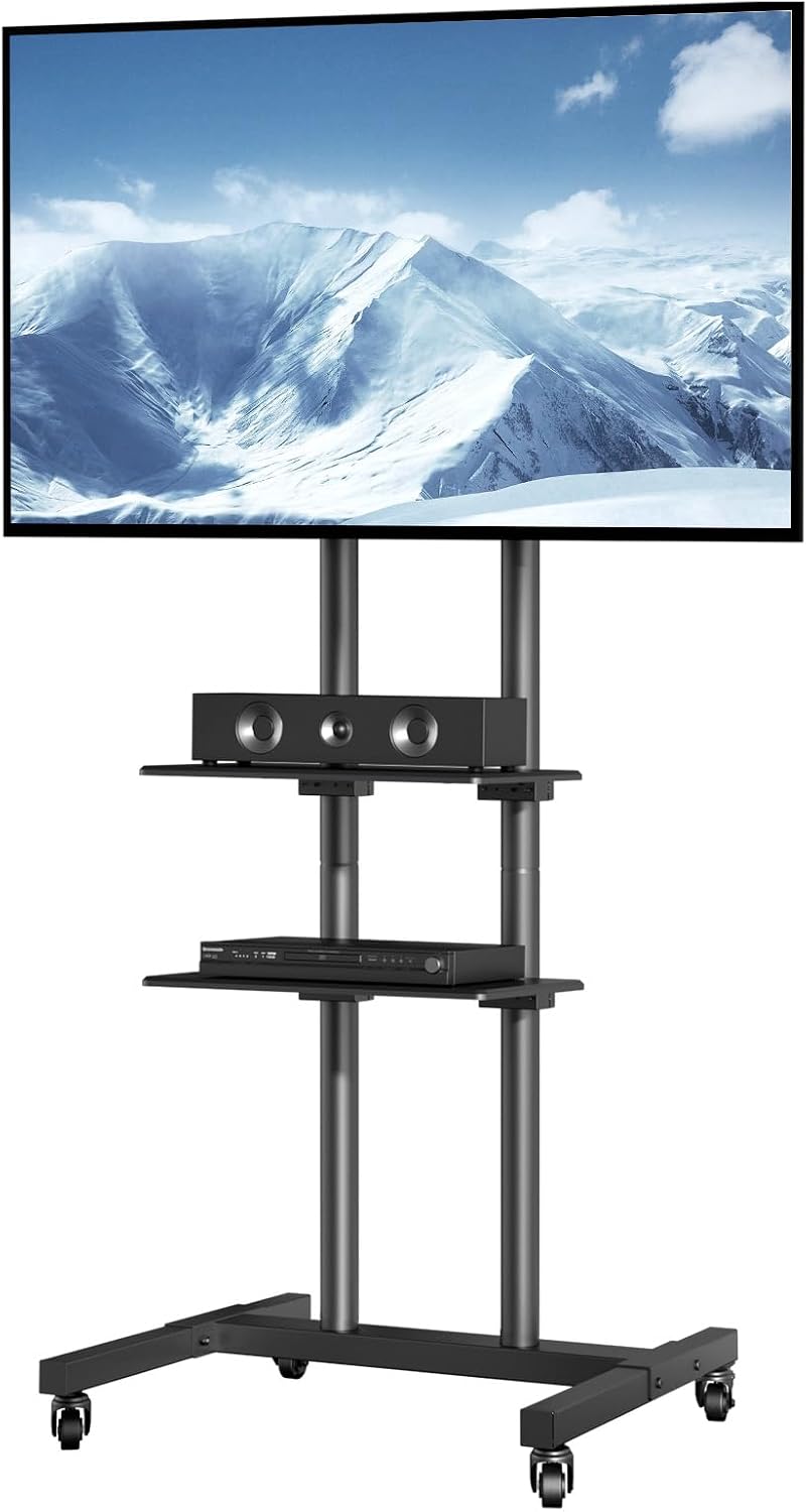 VEVOR Mobile TV Cart for 32 to 70 inch TVs, Height Adjustable Portable TV Sta...