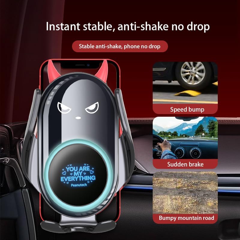 Black Demon Wireless Car Charge Holder, Cute Car Phone Mount Auto Clamp