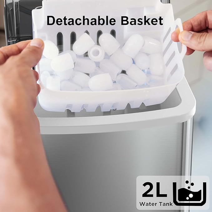 Silonn Ice Makers Countertop, 9 Cubes Ready in 6 Mins, 26lbs in 24Hrs,