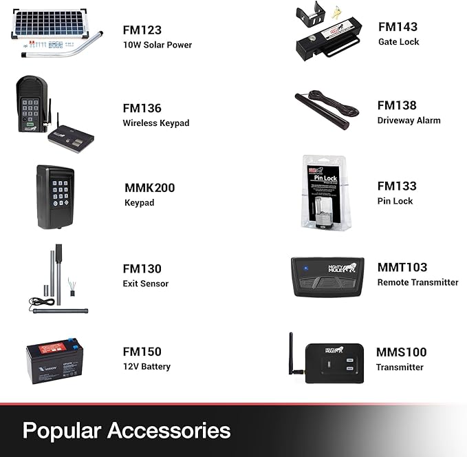 Mighty Mule MM371W Automatic Gate Opener, Smart and Solar Ready, Includes Gate