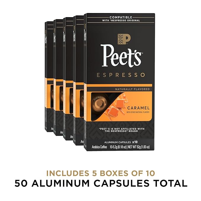 Peet's Coffee, Medium Roast Espresso Capsules, Compatible (50 Count)
