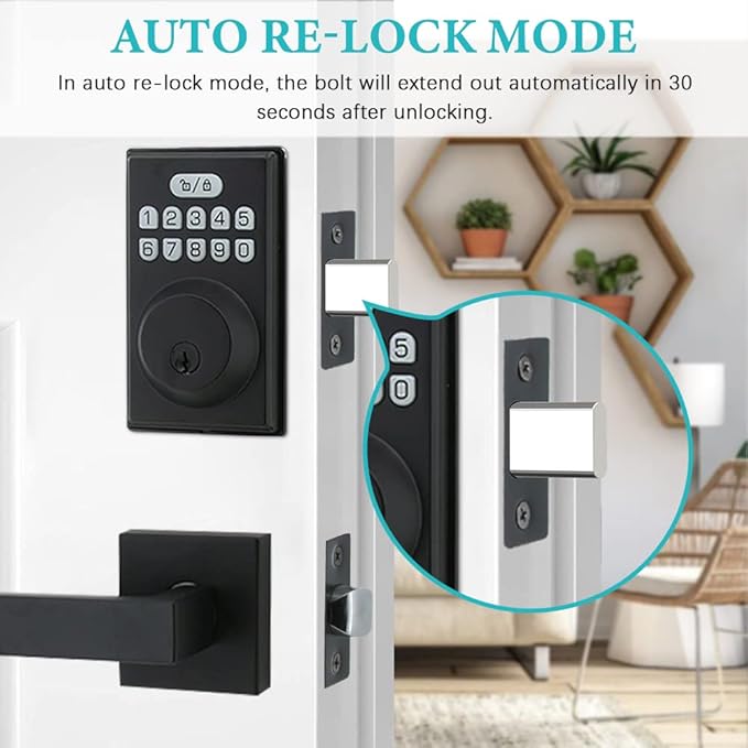 Keyless Entry Door Lock with 2 Handles, Electronic Keypad Deadbolt Front Door