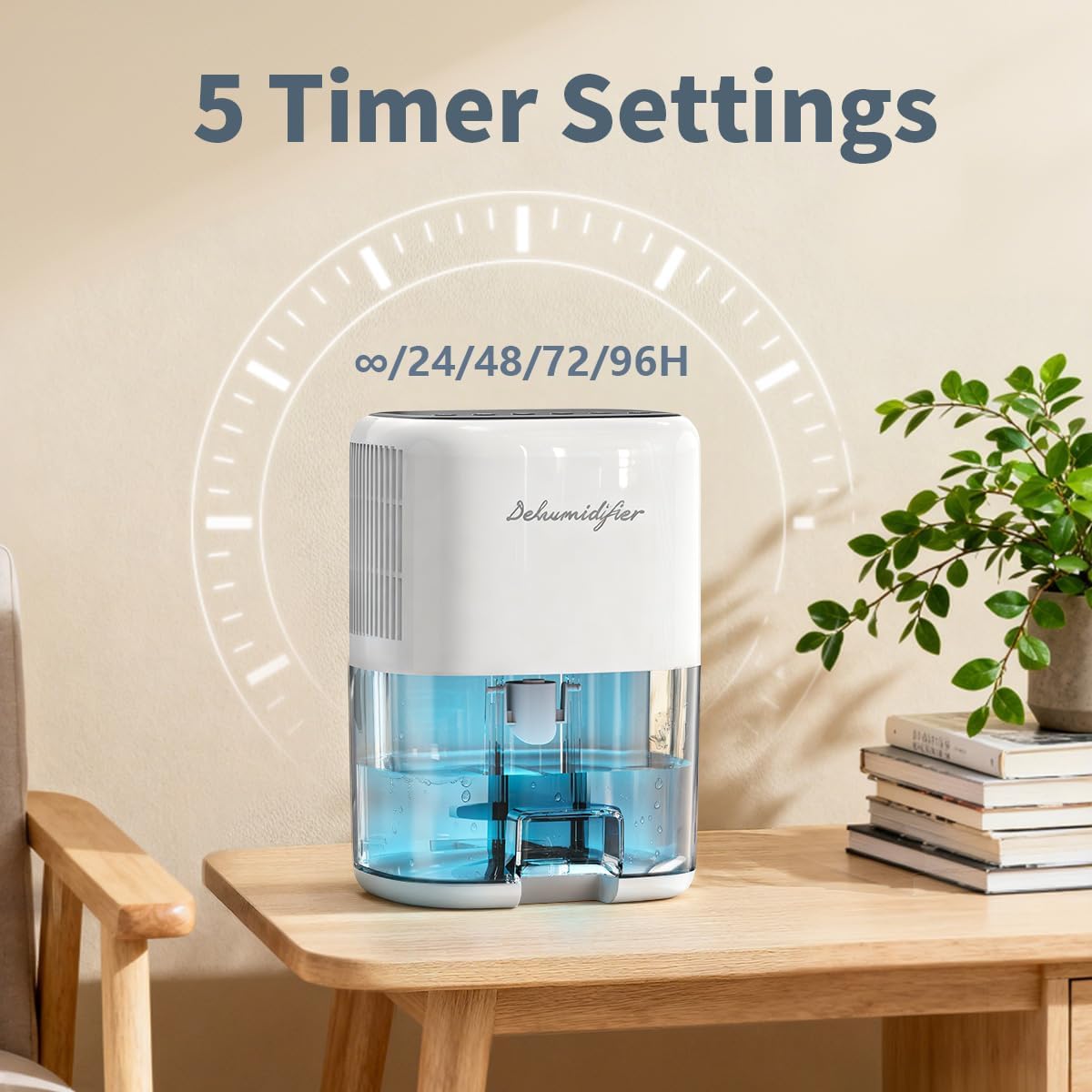Small Dehumidifier for Home 44OZ Quiet with Auto Off & Defrost 5 Timers 3...