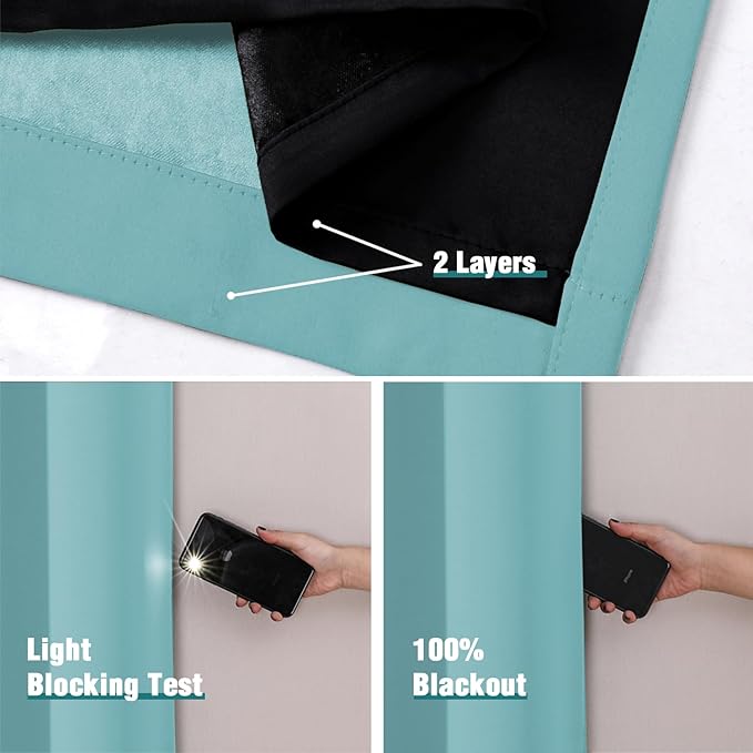 ChrisDowa 100% Blackout Curtains 80 inch Long