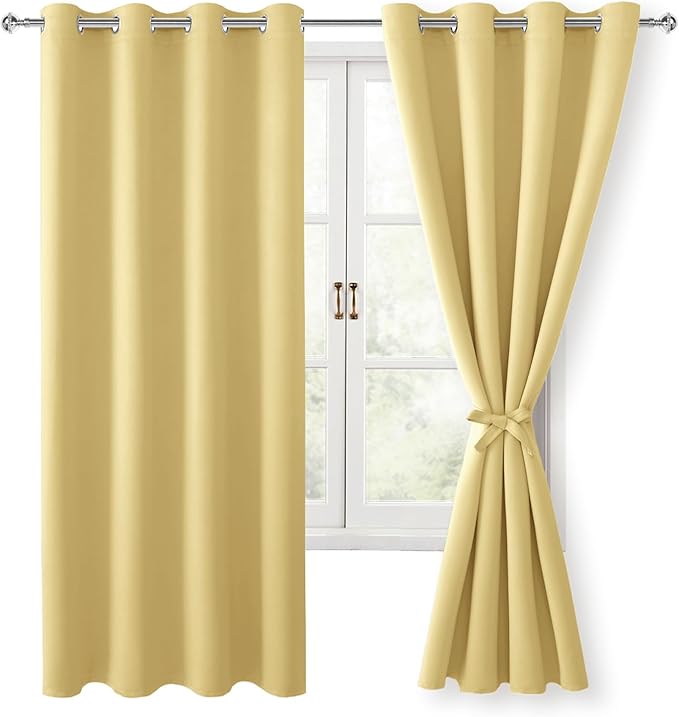 Hiasan Blackout Curtains for Bedroom, 52 x 63 Inches Length