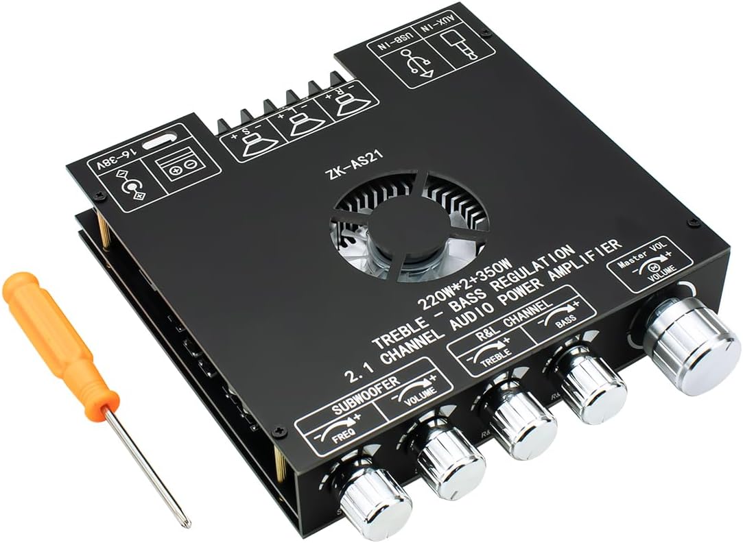 ZK-AS21 TPA3255 Bluetooth 5.1 Power Amplifier Board HiFi 2.1 Channel 220Wx2+3...