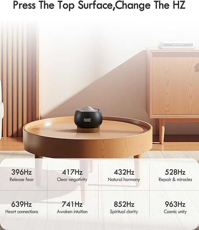 Portable Electronic Tibetan Singing Bowl, 8 Healing Frequencies, Auto/Manual