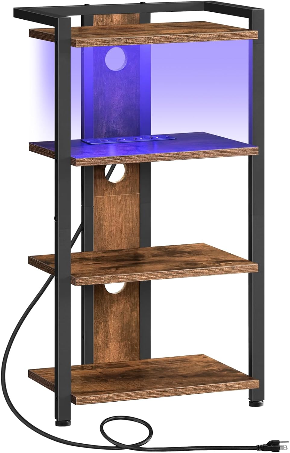 HOOBRO 4-Tier AV Media Stand, Media Console with Charging Station&LED Light