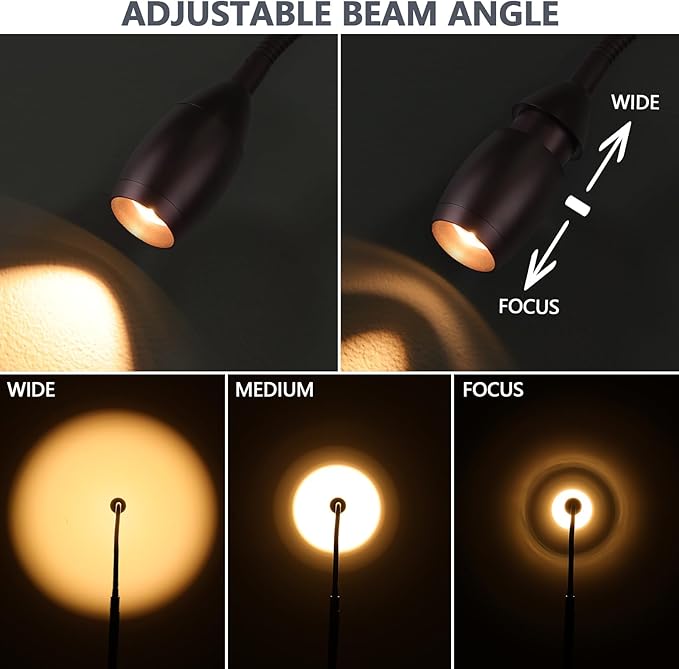 Reading Floor Lamp, Dimmable Zoomable Spotlight, Adjustable Color Beam Standing