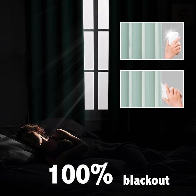 Anytime 100% Blackout Curtain 2 Panels Set, Thermal Insulated Window Drapes