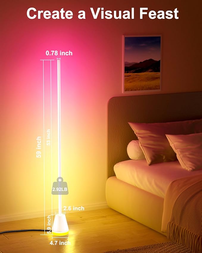Keepsmile Smart RGB LED Corner Floor Lamp, 172 LEDs Bright Standing Lamps