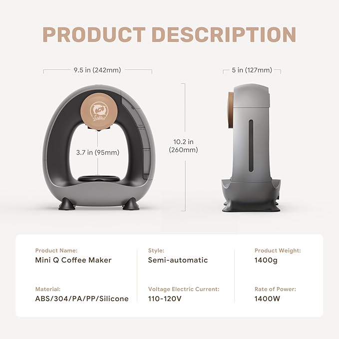 Single Serve Coffee Maker, Fast Brew in 2 minutes, Stylish&Compact Design