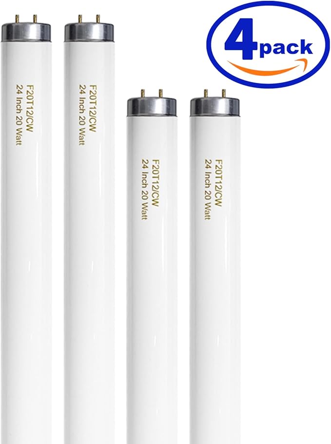 24 Inch T12 Fluorescent Tube Light Bulb 20 Watt Cool White, F20T12/CW 4100K (...