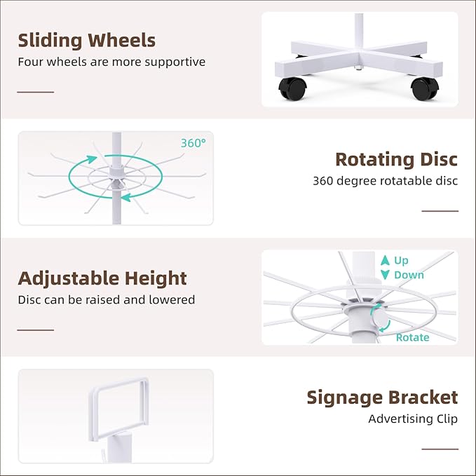 YEOOE Retail Display Racks 5 Tier Spinning Display Stand, Movable Shop Spinner