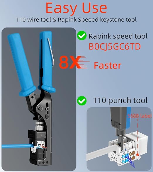 Rapink RJ45 Keystone Jack Cat6 10G Support, Keystone Jacks UTP 50 Pack