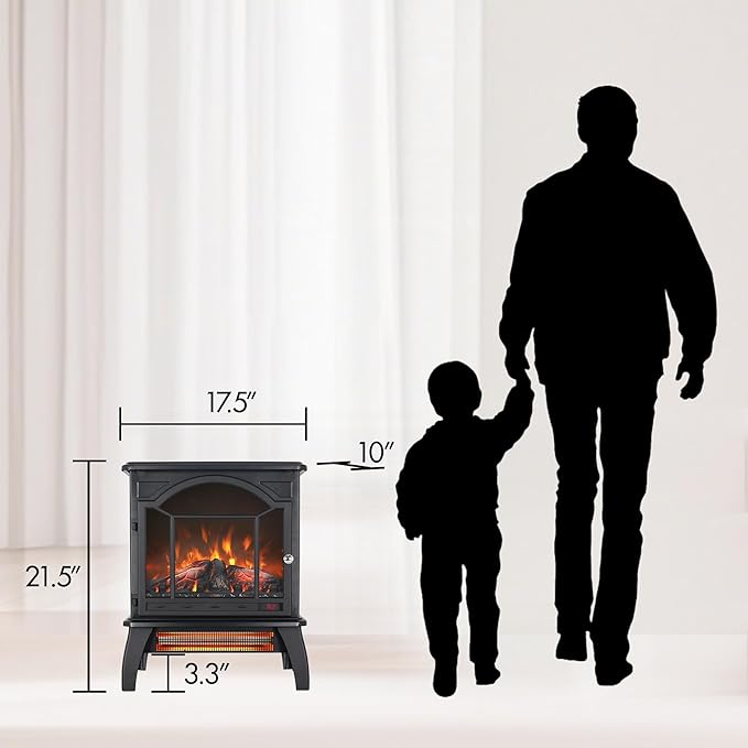 18" Electric Fireplace Stove, Freestanding Fireplaces Heater