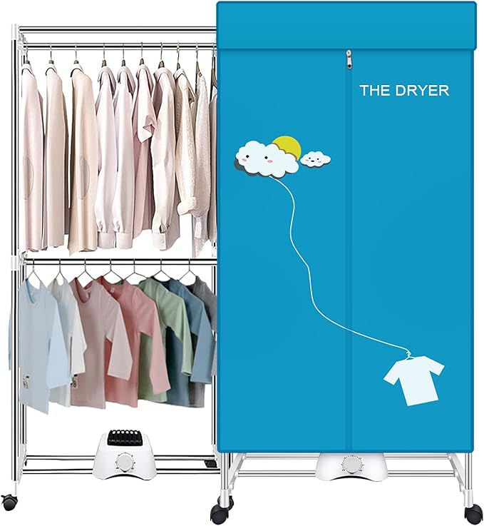 Portable Dryer, 110V 1000W Electric Clothes Dryer Machine, Double Layer