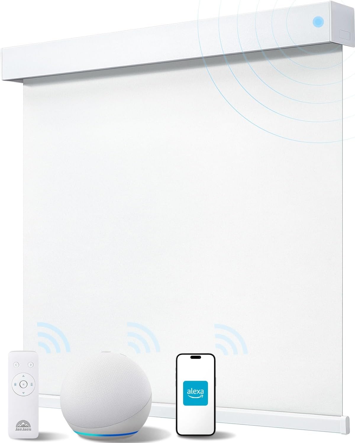 Smart Roller Shades for Windows, Works with Alexa, 23"W x 72"H, White